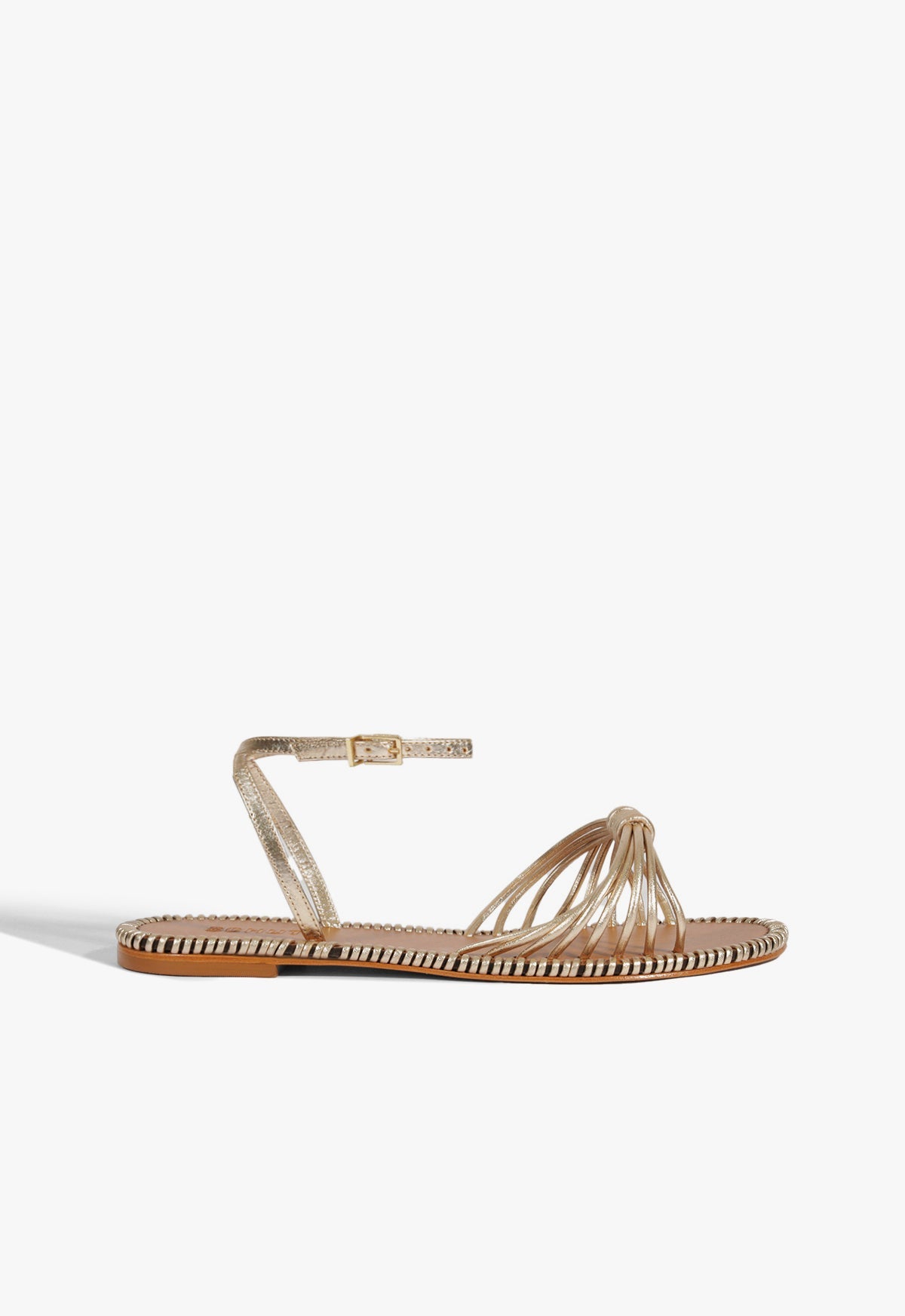 Livia Gold Leather Flat Sandal SUMMER 25 5 Gold Metallic - Schutz Shoes