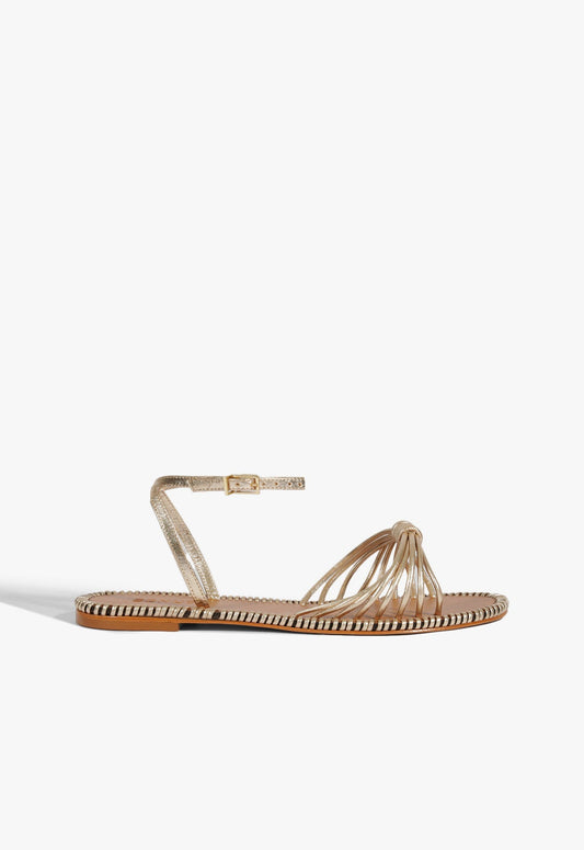 Livia Gold Leather Flat Sandal SUMMER 25 5 Gold Metallic - Schutz Shoes