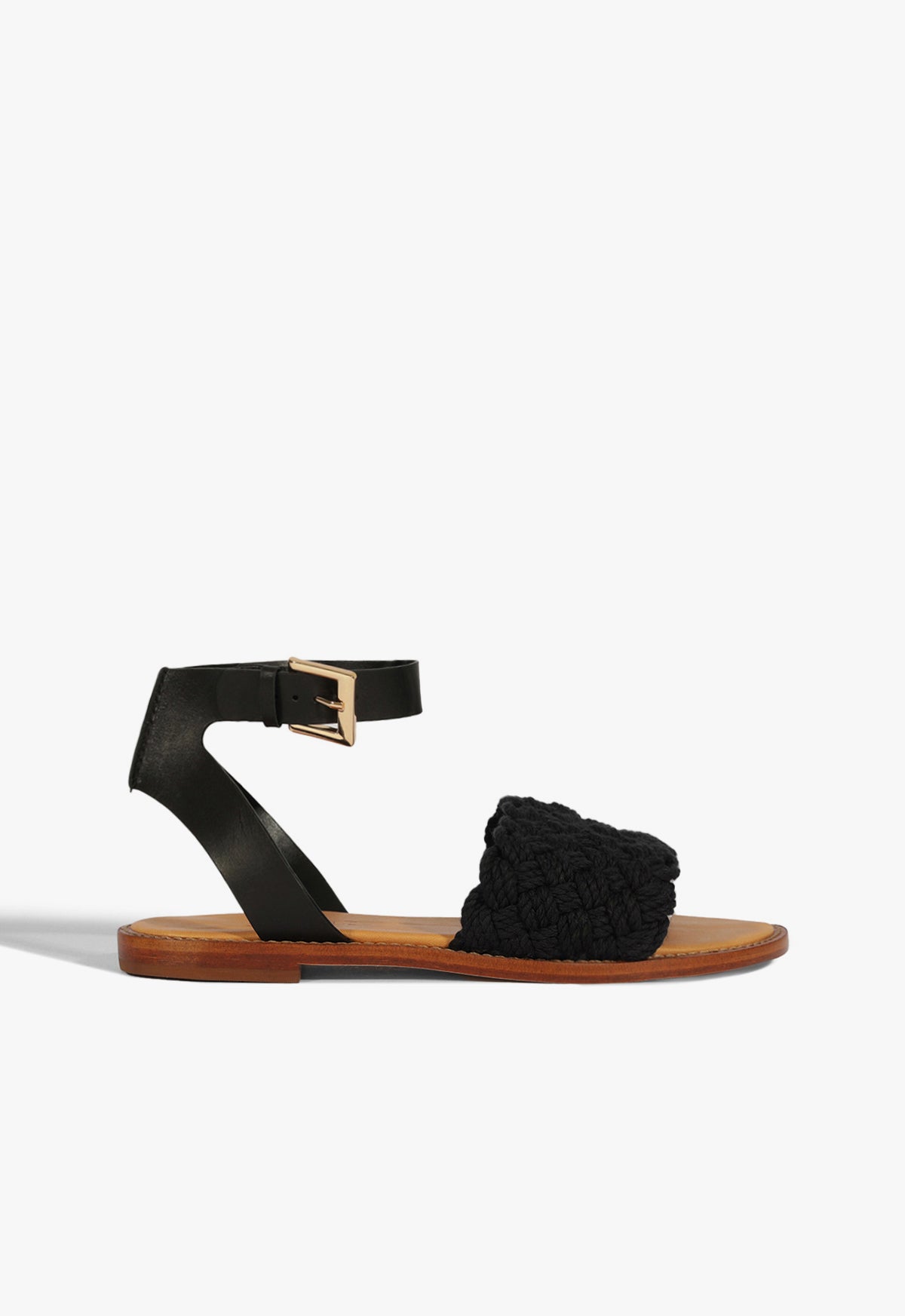 Isabel Flat Sandal SPRING 25 5 Black Fabric - Schutz Shoes