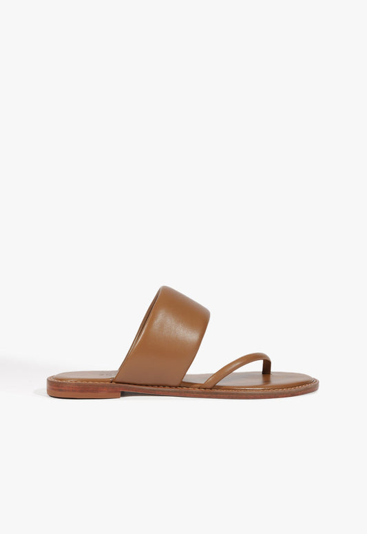 Alba Flat Sandal SPRING 25 5 Brown Leather - Schutz Shoes