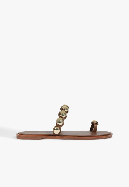 Romy Brown Leather Flat Sandal HIGH SUMMER 25 5 Pecan Brown Leather - Schutz Shoes