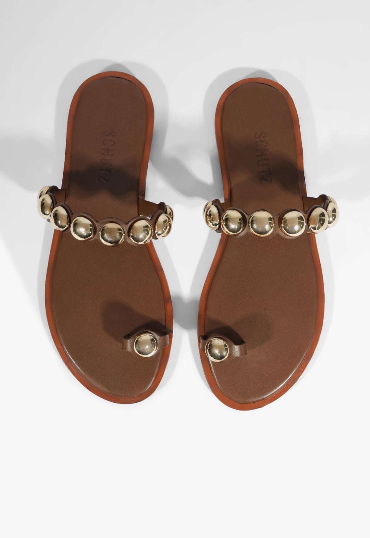 Romy Brown Leather Flat Sandal HIGH SUMMER 25 - Schutz Shoes