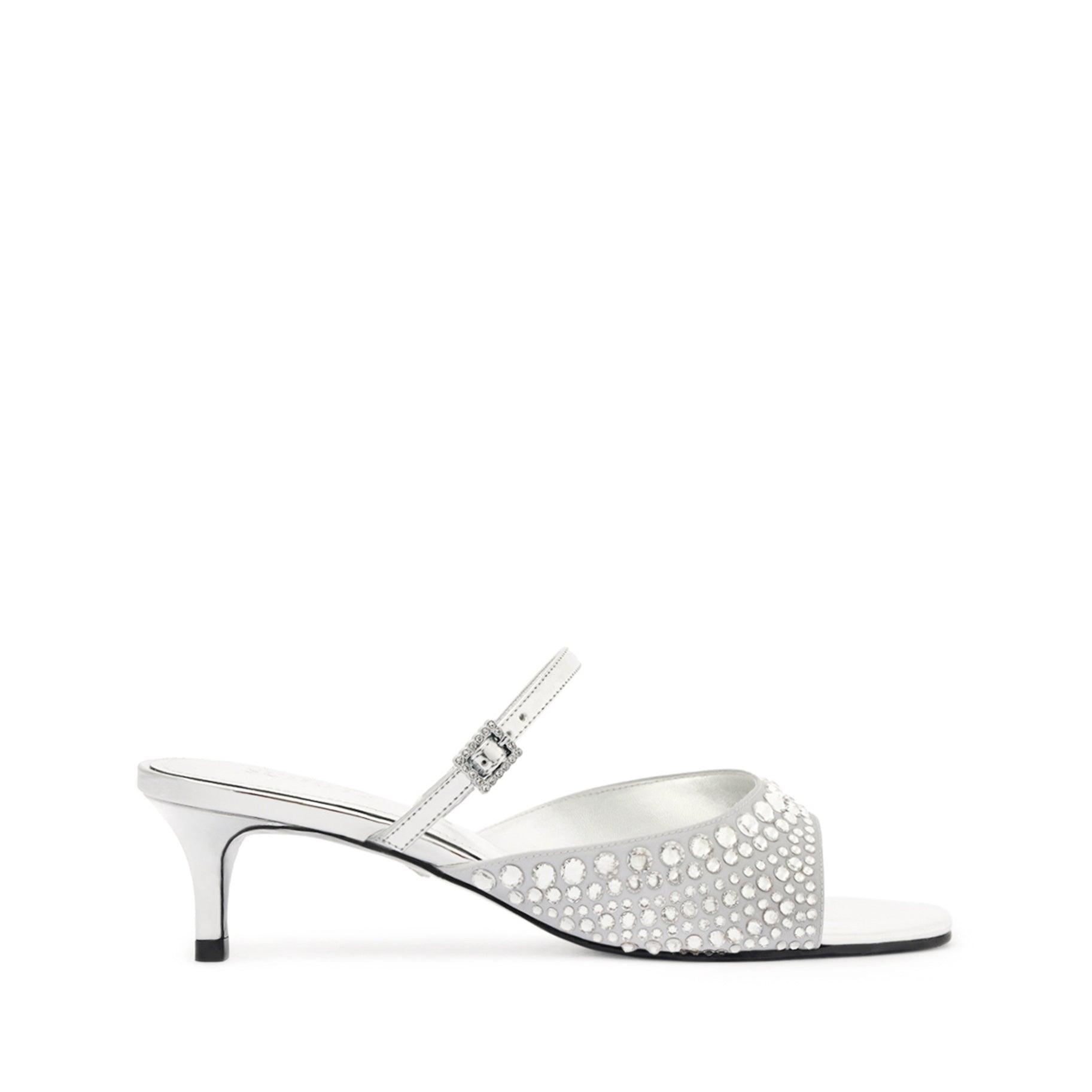 Louise Low Satin Sandal OLD 5 Silver Satin - Schutz Shoes