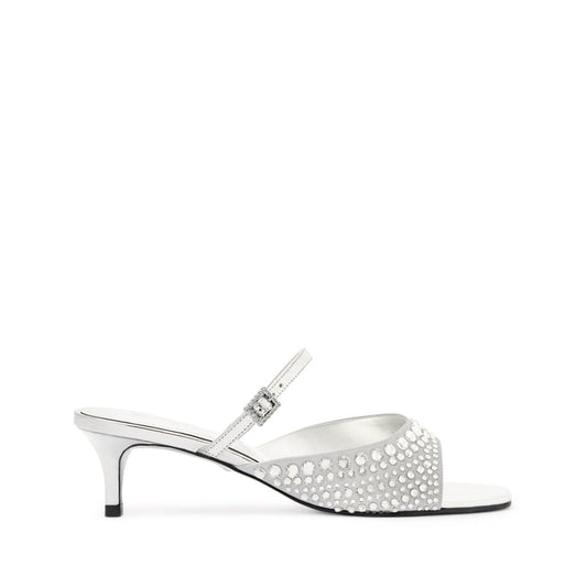 Louise Low Satin Sandal OLD 5 Silver Satin - Schutz Shoes