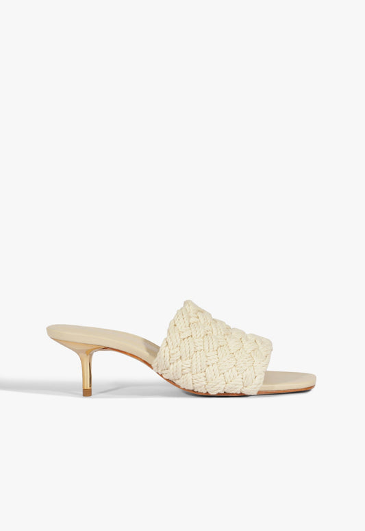 Tiana Mid Raffia Sandal SPRING 25 5 Cru Ivory Raffia - Schutz Shoes