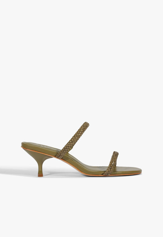 Taliah Woven Mid Sandal SPRING 25 5 Green Synthetic - Schutz Shoes
