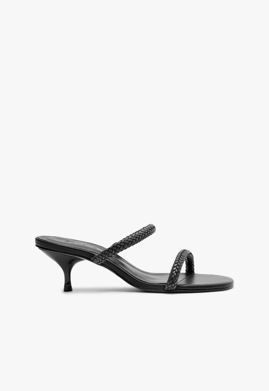 Taliah Woven Mid Sandal SPRING 25 5 Black Synthetic - Schutz Shoes