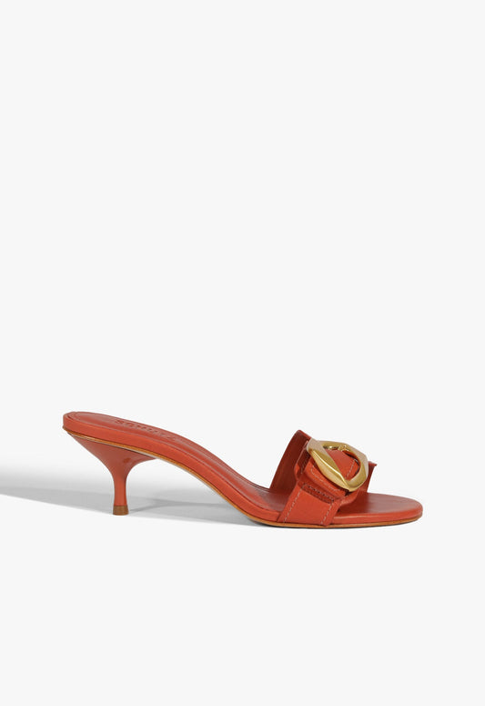 Olga Kitten Sandal SPRING 25 5 Orange Leather - Schutz Shoes