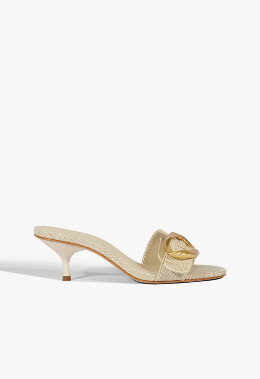 Olga Kitten Sandal SPRING 25 5 Beige Fabric - Schutz Shoes