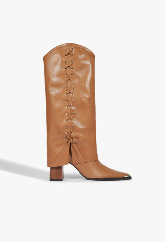 Raffaela Cloak Eyelets Boot FALL 24 5 Brown Leather - Schutz Shoes