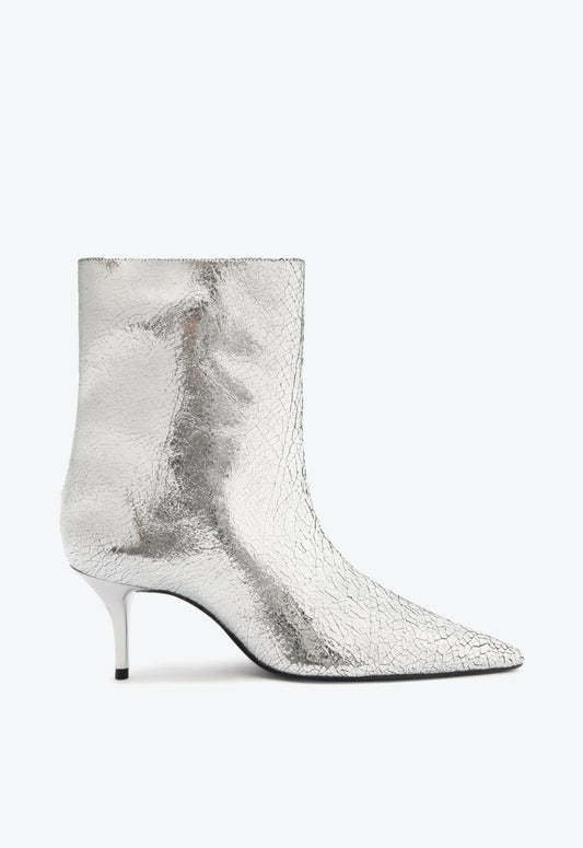 Frances Bootie FALL 24 5 Silver Crackled Leather - Schutz Shoes