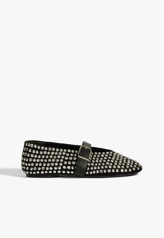 Eiza Glam Suede Flat PRE FALL 25 5 Black Suede - Schutz Shoes