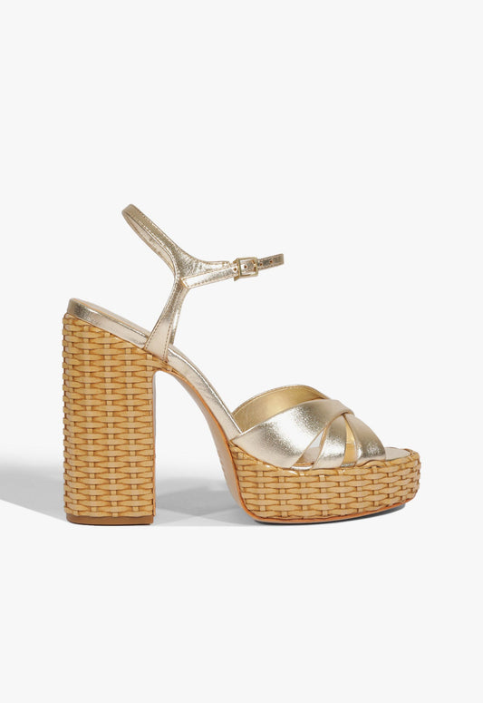 Keefa Straw Sandal SUMMER 25 5 Gold Metallic - Schutz Shoes