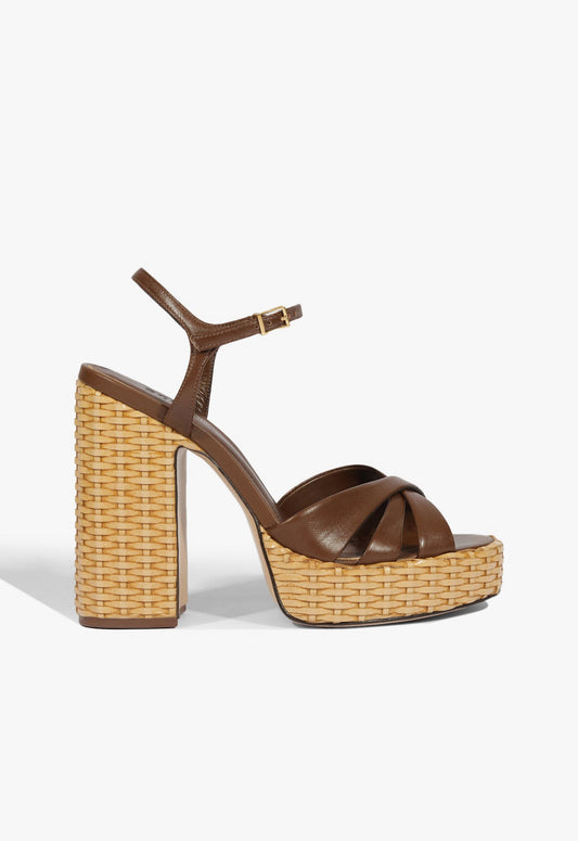 Keefa Straw Sandal SUMMER 25 5 Brown Leather - Schutz Shoes