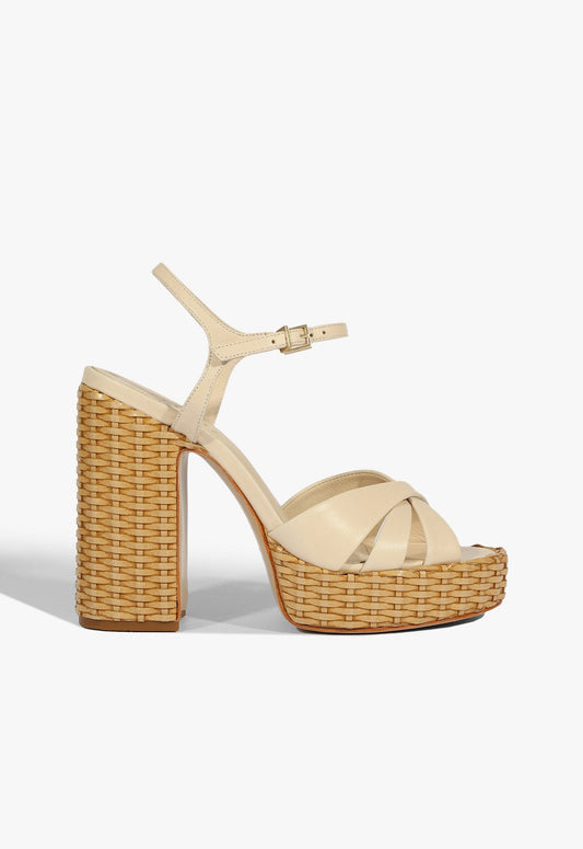 Keefa Straw Sandal SUMMER 25 5 Beige Leather - Schutz Shoes