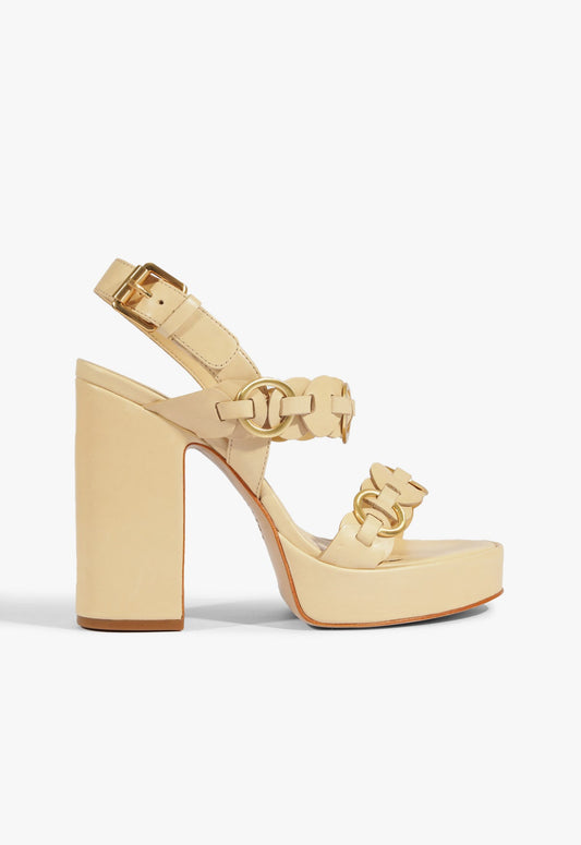 Selina Platform Sandal HIGH SUMMER 25 5 Natural Nibs Leather - Schutz Shoes