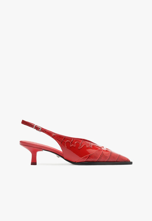 Daria Sling Patent Leather Pump PRE FALL 24 5 Scarlet Patent Leather - Schutz Shoes