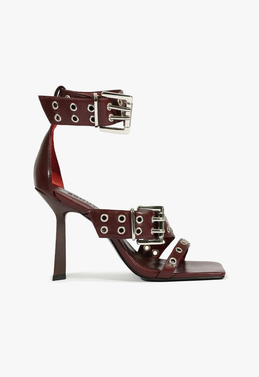 Jess Sandal FALL 24 5 Cherry Wine Leather - Schutz Shoes