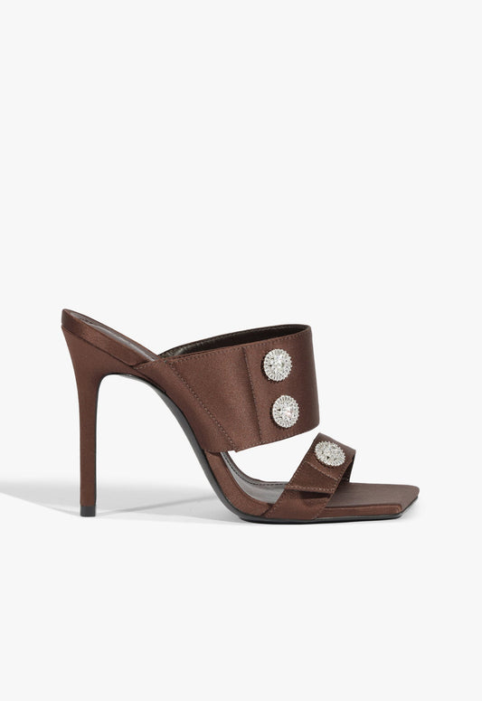 Yasmeen Sandal WINTER 24 5 Chocolate Satin - Schutz Shoes