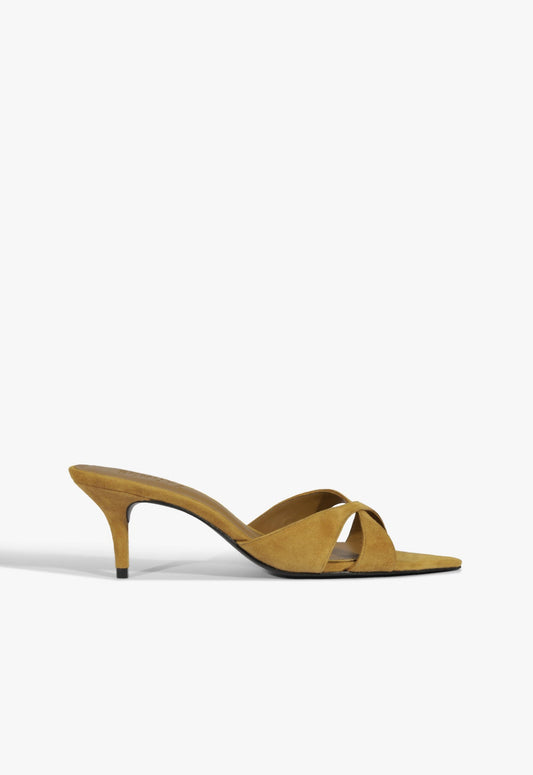Hilda Leaf Mule Suede Sandal PRE FALL 25 5 Yellow Suede - Schutz Shoes