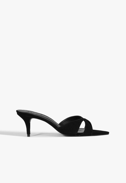 Hilda Leaf Mule Suede Sandal PRE FALL 25 5 Black Suede - Schutz Shoes