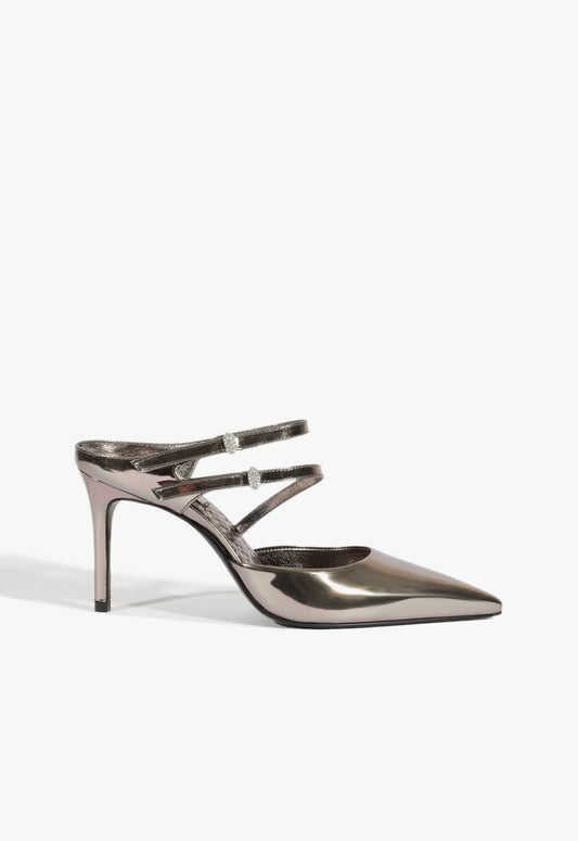 Tonya Mule Pump WINTER 24 5 Silver Specchio Leather - Schutz Shoes