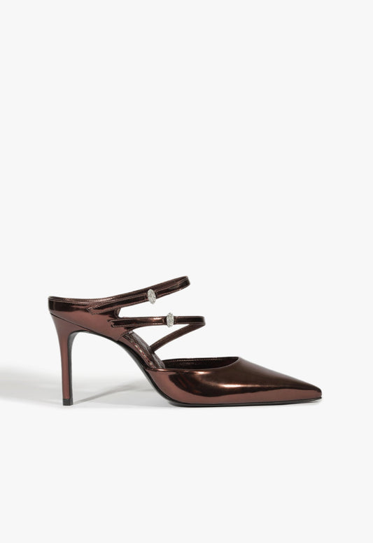 Tonya Mule Pump WINTER 24 5 Dark Brown Specchio Leather - Schutz Shoes