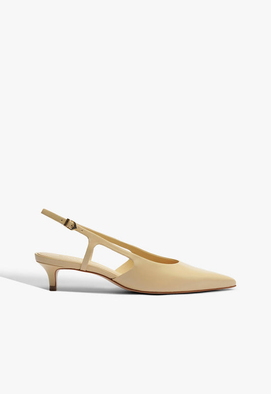 Boris Kitten Leather Pump RESORT 25 5 Beige Leather - Schutz Shoes