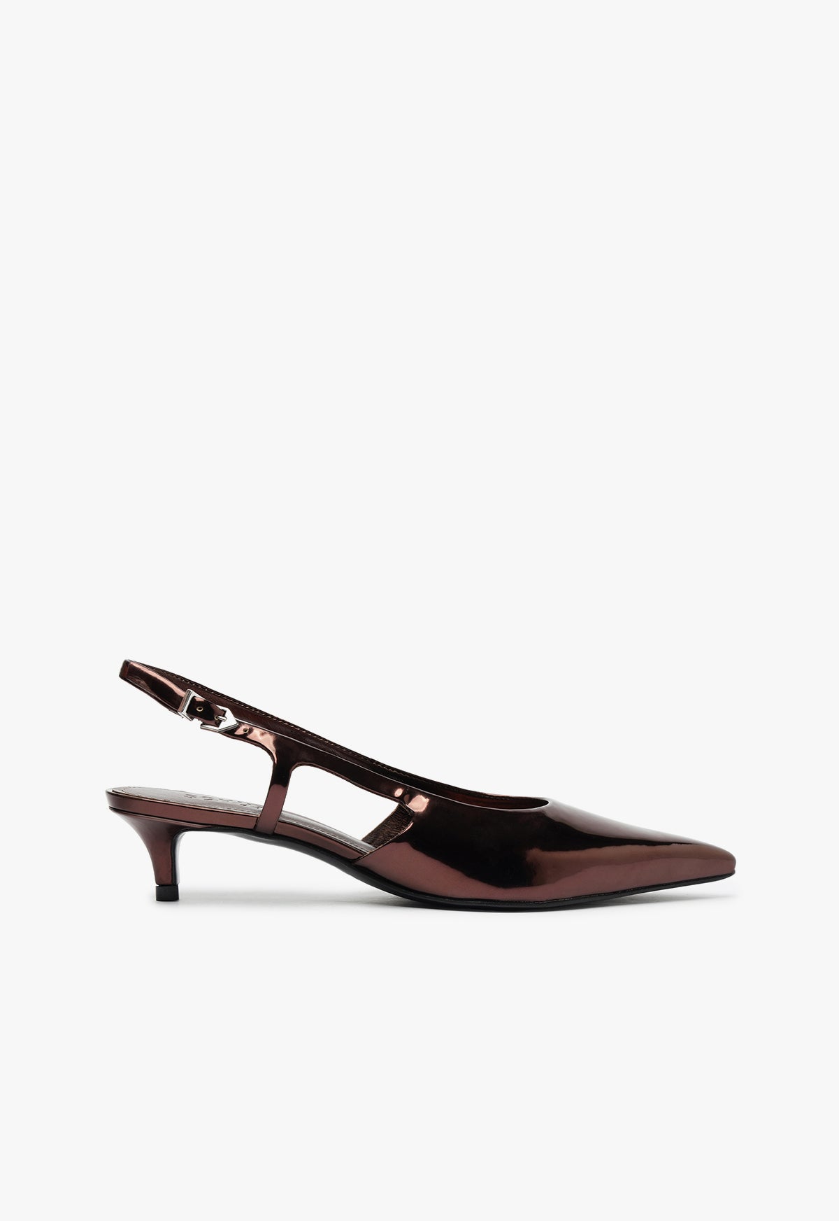 Boris Kitten Sling Pump WINTER 24 5 Dark Brown Specchio Leather - Schutz Shoes