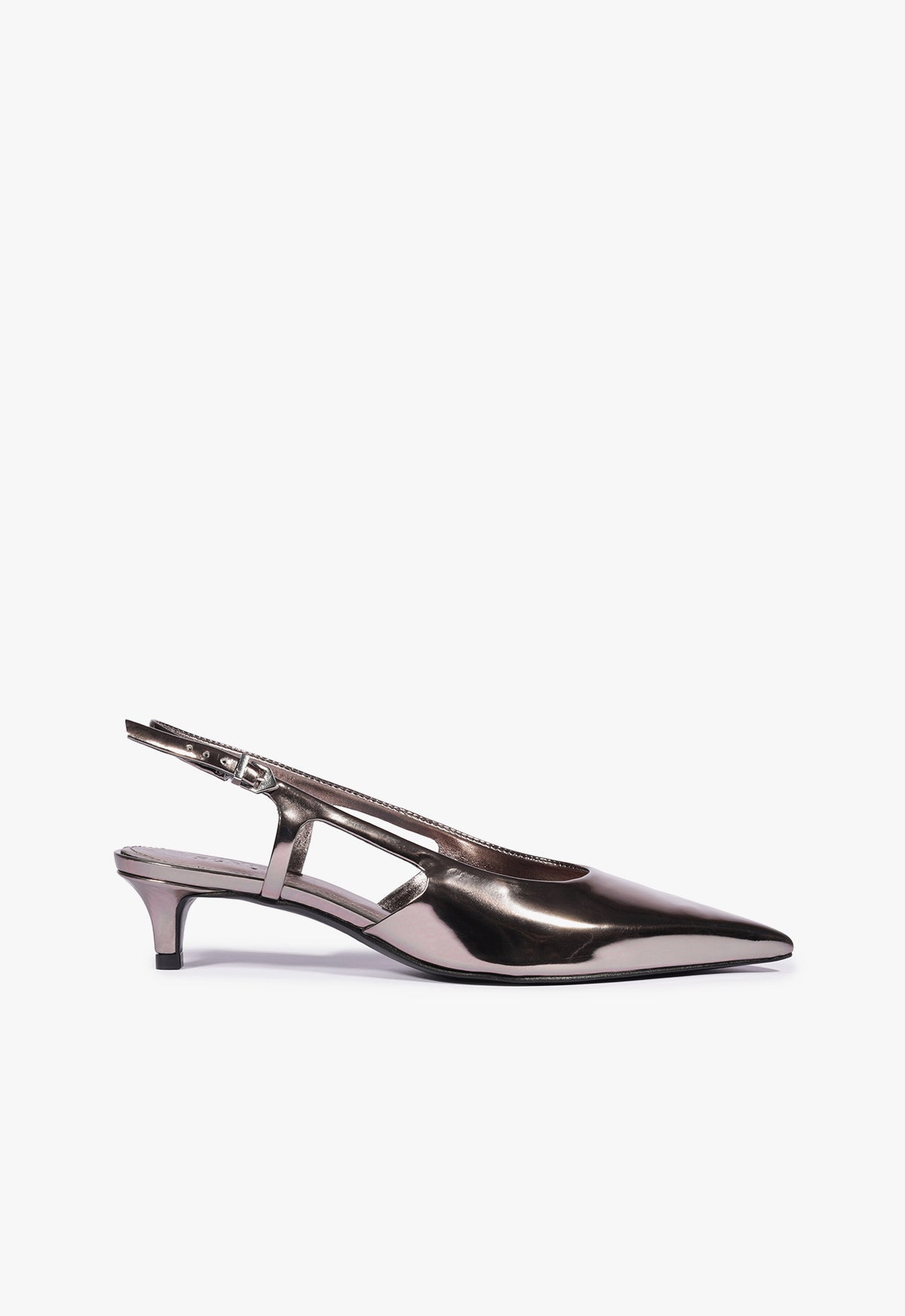 Boris Kitten Sling Pump WINTER 24 5 Silver Specchio Leather - Schutz Shoes