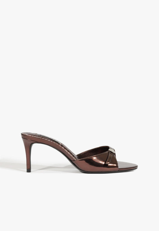 Jane Mule Sandal WINTER 24 5 Dark Brown Specchio Leather - Schutz Shoes
