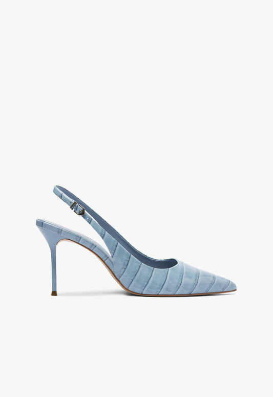 Paola High Stiletto Blue Pump RESORT 25 5 Blue Croc - Schutz Shoes