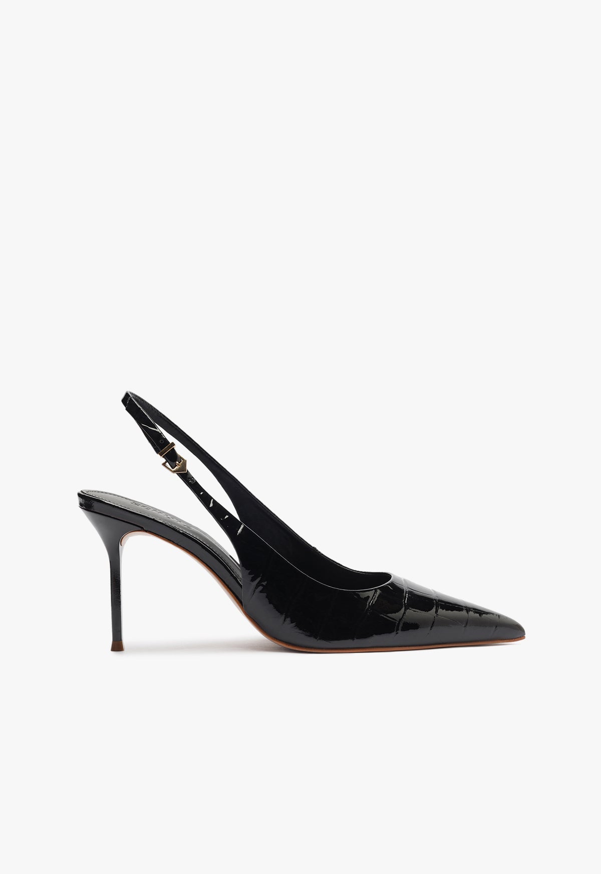 Paola High Stiletto Black Pump RESORT 25 5 Black Croc - Schutz Shoes