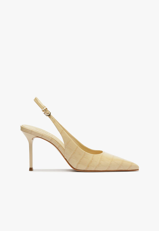 Paola High Stiletto Beige Pump RESORT 25 5 Beige Croc - Schutz Shoes