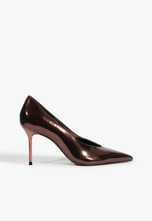 Alicia Pump WINTER 24 5 Dark Brown Specchio Leather - Schutz Shoes