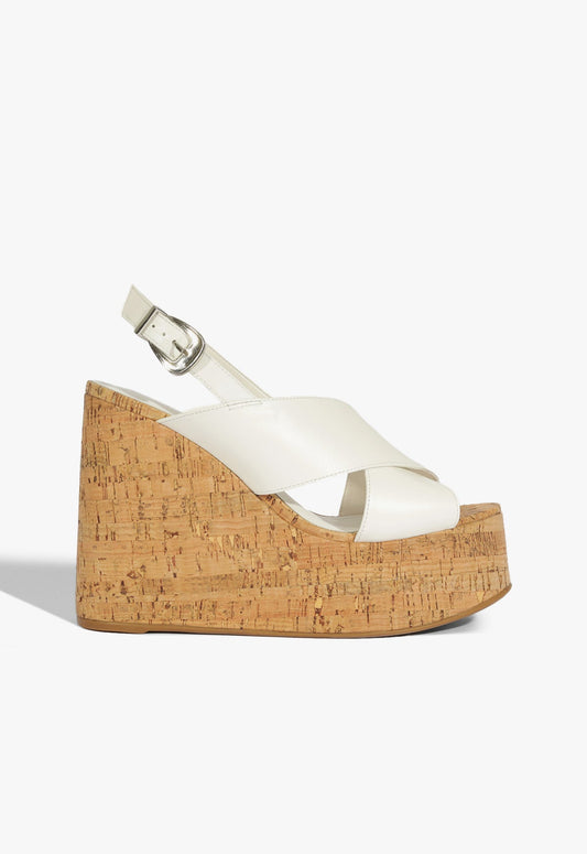 Jennifer Wedge Sandal SPRING 25 5 White Leather - Schutz Shoes