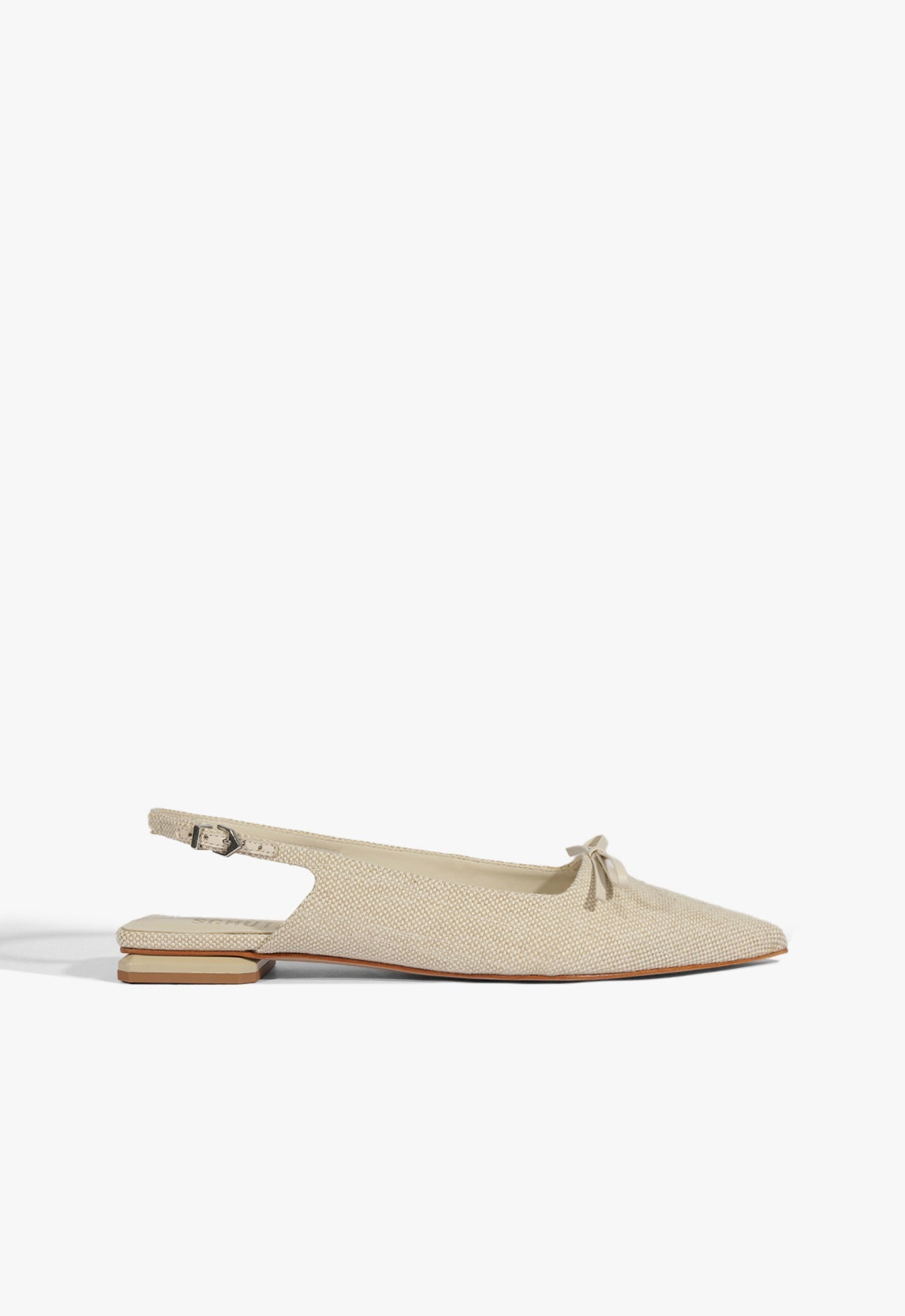 Violetta White Linen Ballet Flat SPRING 25 5 Off White Fabric - Schutz Shoes