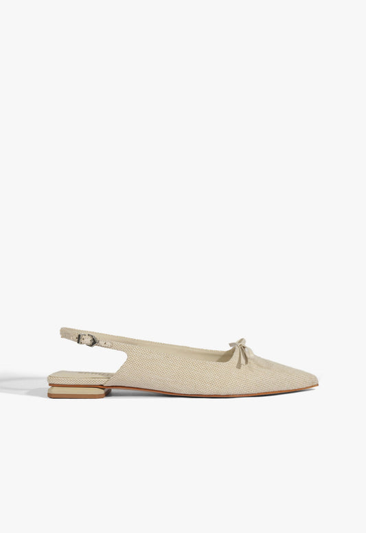 Violetta White Linen Ballet Flat SPRING 25 5 Off White Fabric - Schutz Shoes