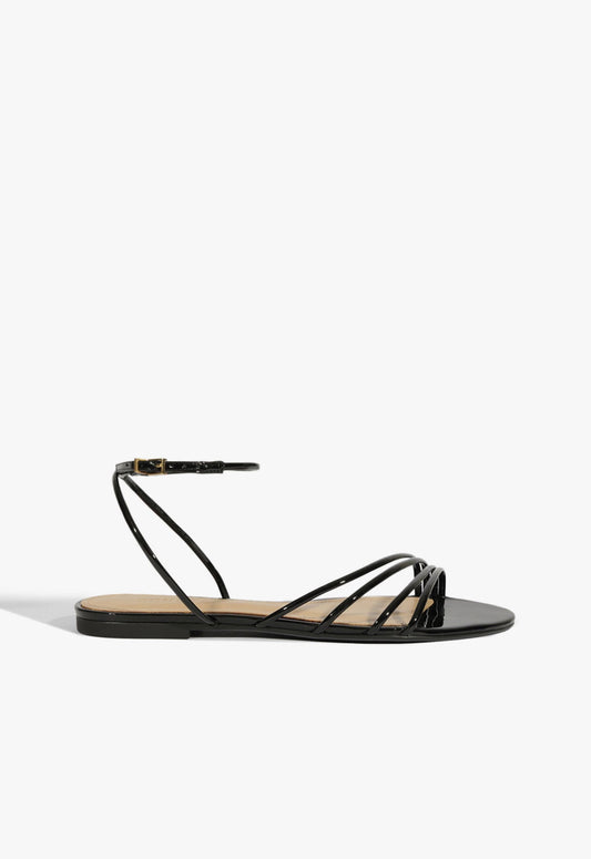 Inez Black Leather Flat Sandal SPRING 25 5 Black Patent - Schutz Shoes