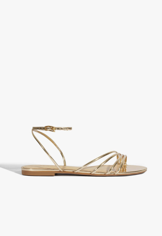 Inez Gold Leather Flat Sandal SPRING 25 5 Gold Metallic - Schutz Shoes