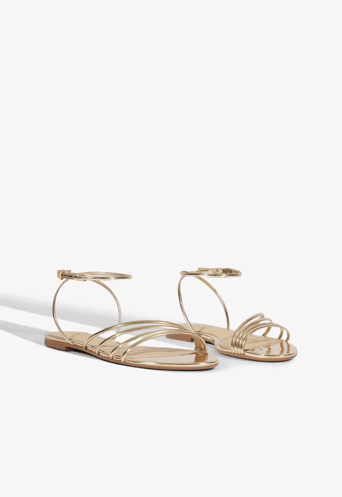 Inez Gold Leather Flat Sandal SPRING 25 - Schutz Shoes