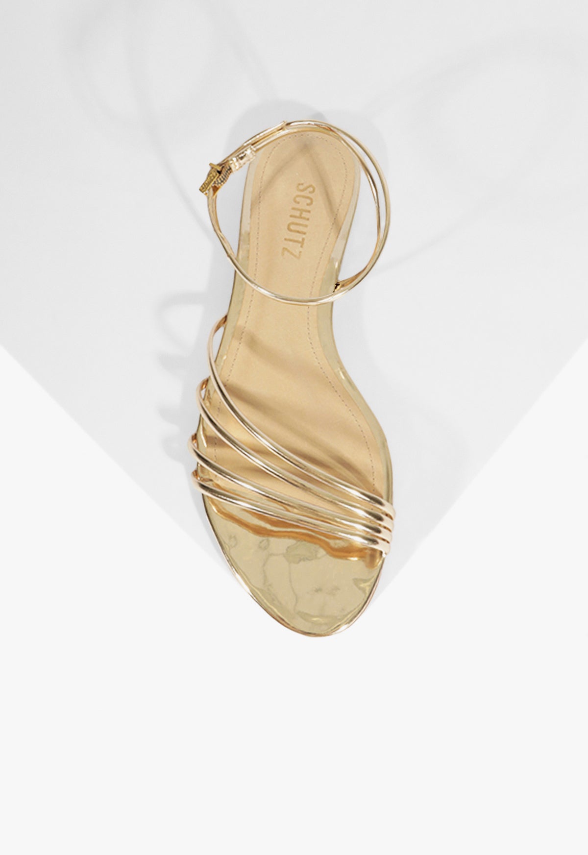 Inez Gold Leather Flat Sandal SPRING 25 - Schutz Shoes