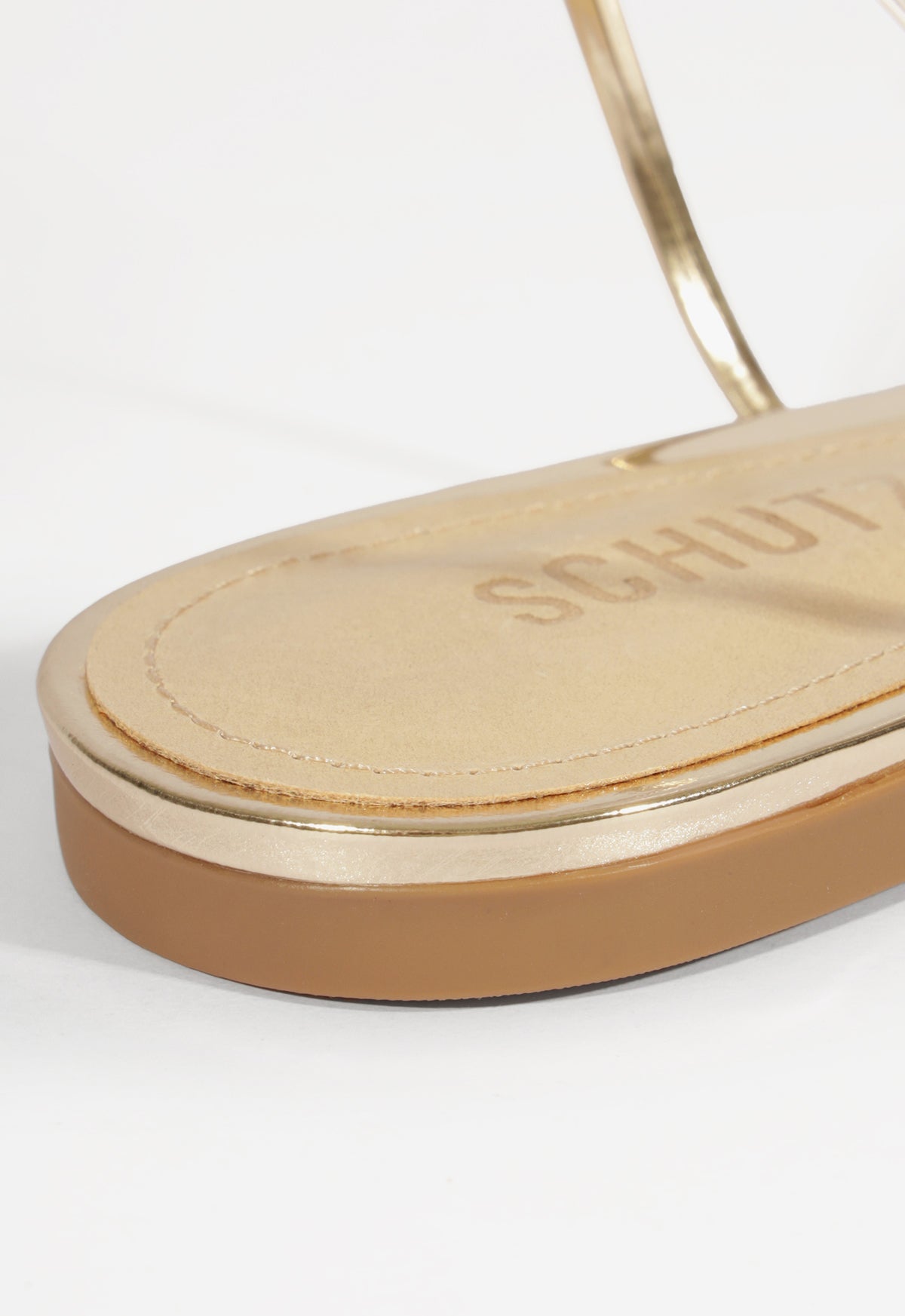 Inez Gold Leather Flat Sandal SPRING 25 - Schutz Shoes