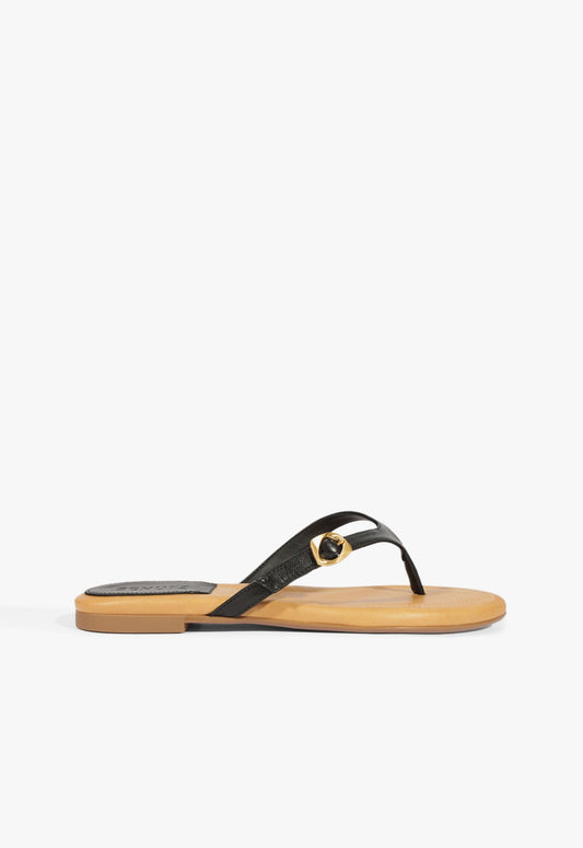 Sonia Black Leather Flat Sandal SUMMER 25 5 Black Leather - Schutz Shoes