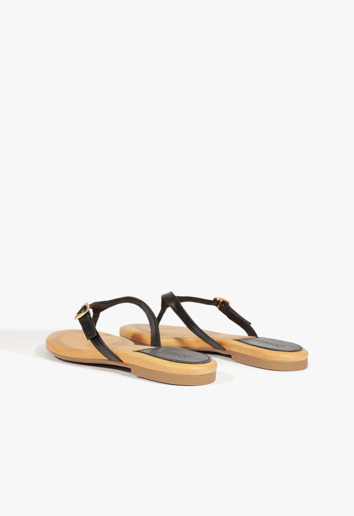 Sonia Black Leather Flat Sandal SUMMER 25 - Schutz Shoes