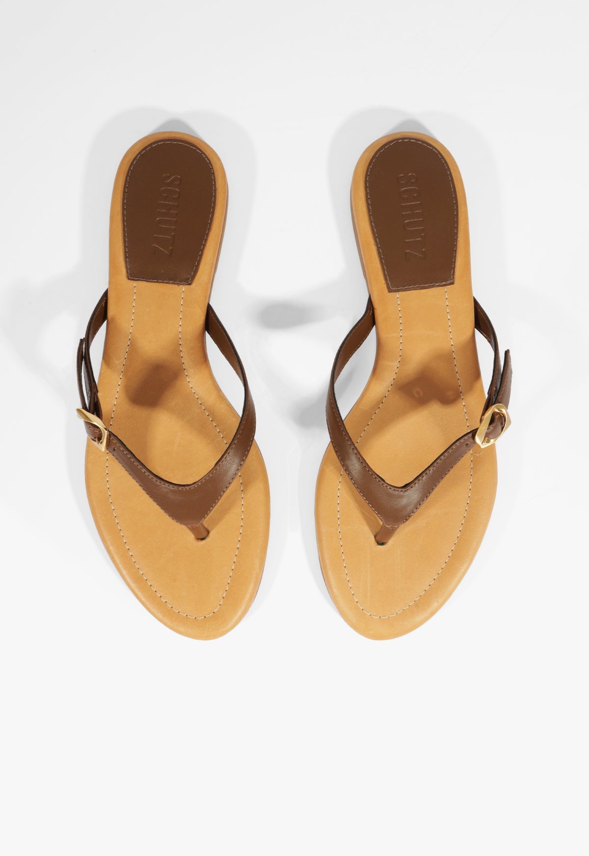 Sonia Brown Leather Flat Sandal SUMMER 25 - Schutz Shoes