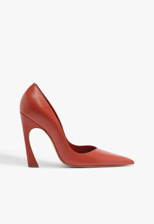 Lexi High Sculptural Red Pump HIGH SUMMER 25 5 Caiena Red Leather - Schutz Shoes