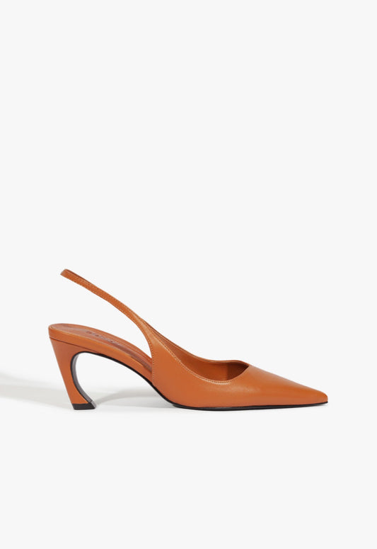 Lexi Mid Sculptural Brown Pump RESORT 25 5 Brown Leather - Schutz Shoes
