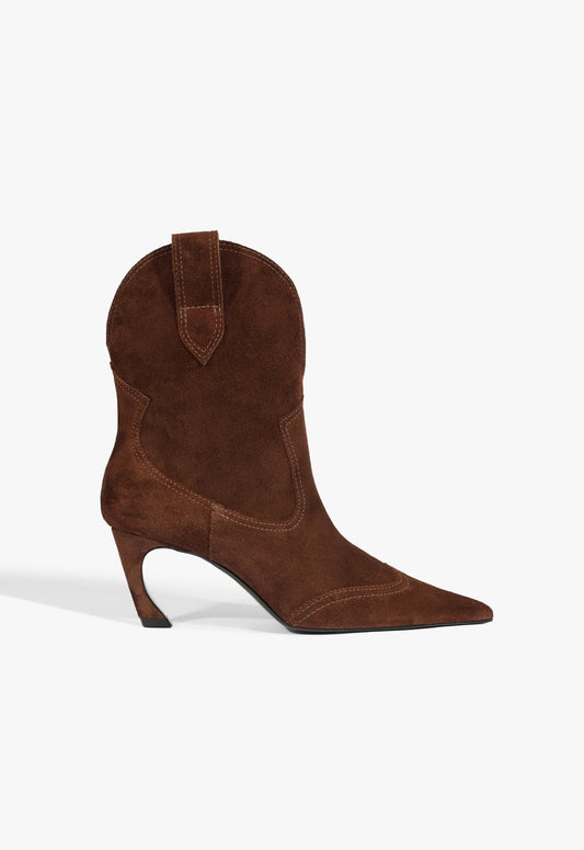 Maryann Curve West Suede Bootie Pre Fall 25 5 Chestnut Brown Suede - Schutz Shoes
