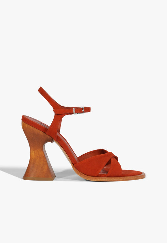 Hilda Curve Sandal SPRING 25 5 Orange Suede - Schutz Shoes
